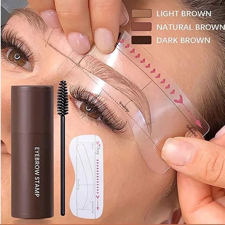 Eyebrow Stamp Shaping Kit Set Makeup Brow Waterproof Contour Stencil - Image 2